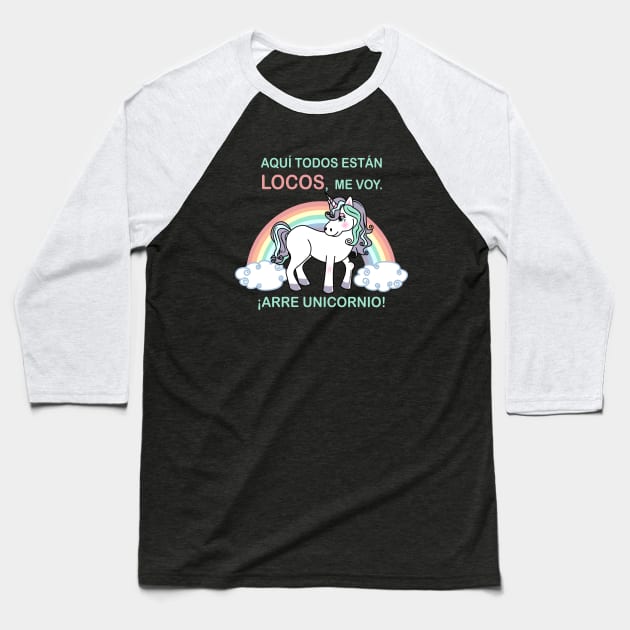 Arre Unicorn Baseball T-Shirt by Pendientera